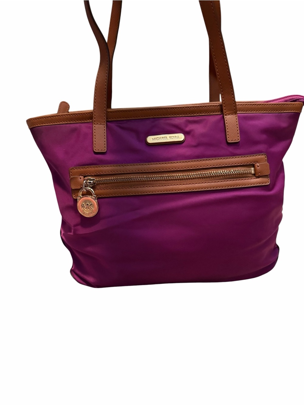 Michael Kors Purple Tote Bag with Brown Trim